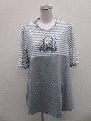 ナノシア刺繍ボーダーTシャツ