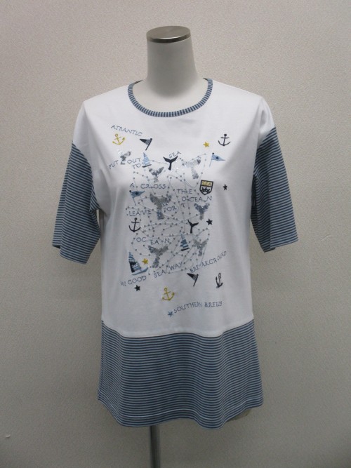 ナノシア刺繍ボーダーTシャツ