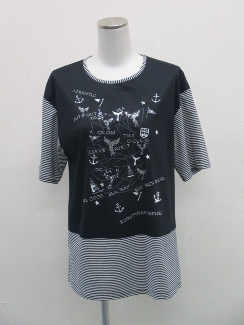 ナノシア刺繍ボーダーTシャツ