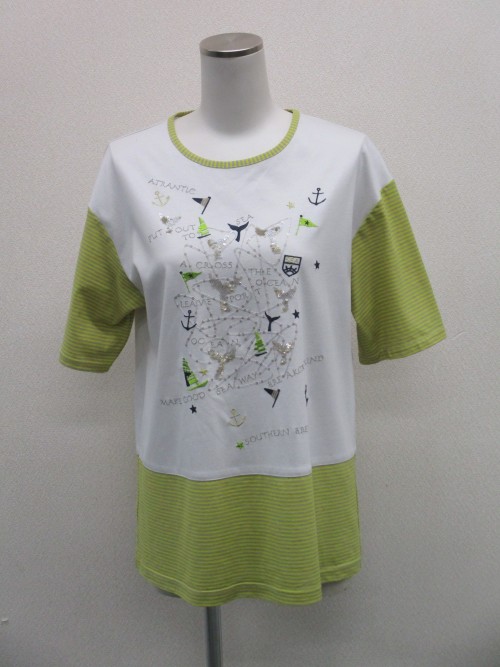 ナノシア刺繍ボーダーTシャツ