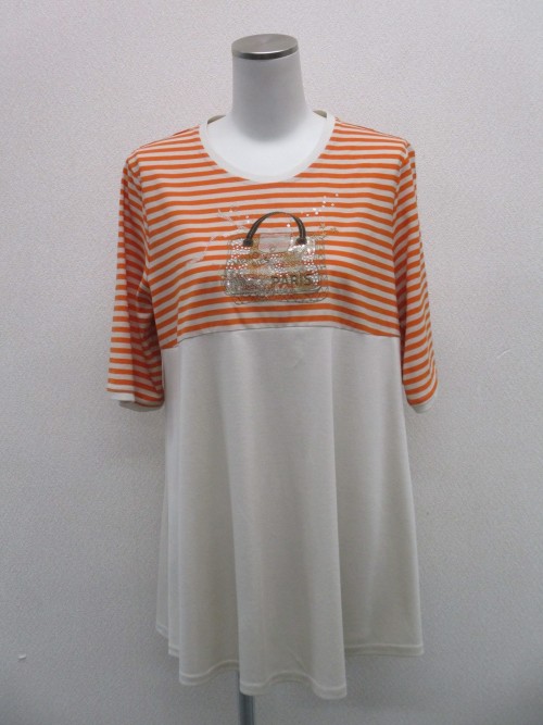 ナノシア刺繍ボーダーTシャツ